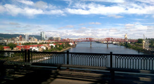 view of the river from the bridge in portland