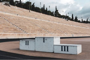 image of a podium in an empty stadium