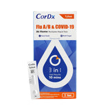 CorDx TyFast Flu A/B & Covid-19 Multiplex Rapid Test, FDA Authorized, 3-in-1 Combo - 1 Test