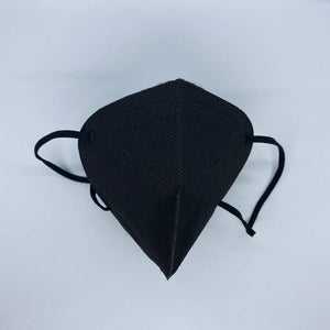 top front portion of black color usa made kn95 mask from protectly showing the nose bridge 