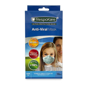 respokare antiviral kids masks retail box of 10 masks