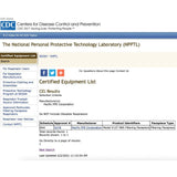 CDC Approval details for 3pe n95